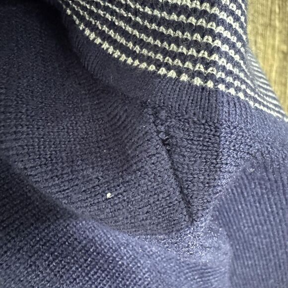 Nanette Lepore Sweater Women's Small Navy Mock Neck Ruffle Trim Long Sleeve Knit - Picture 9 of 9